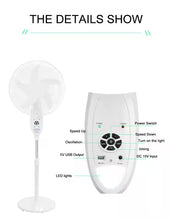 Load image into Gallery viewer, 16/ Inches 5 blades rechargeable stand fan LD-300B16/ Fan plug controller