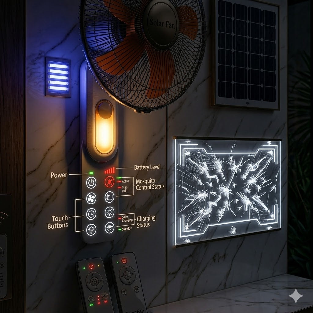 16" Rechargeable Wall Fan with Remote, Night Light & Mosquito Killer | 7200mAh | Jumbo
