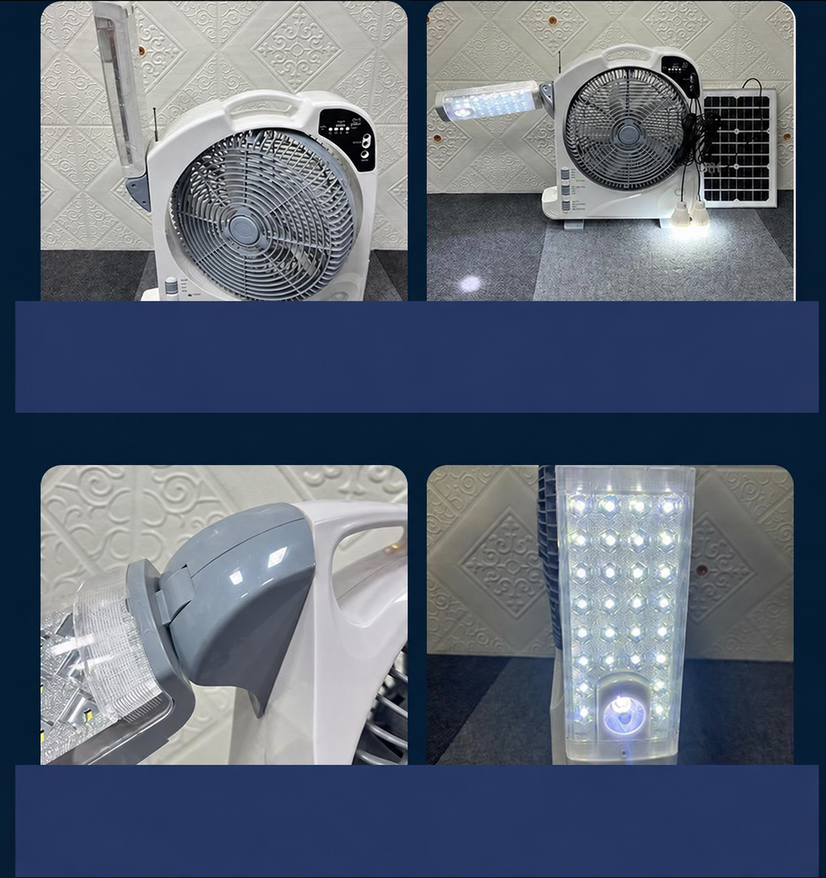 12-Inch Solar Rechargeable Table Fan with LED Light