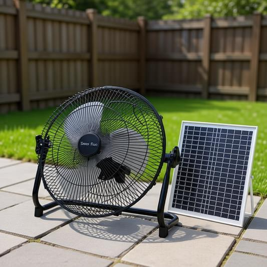 12" Emergency Rechargeable Fan | Solar Kit & USB Charging Hub | Jumbo
