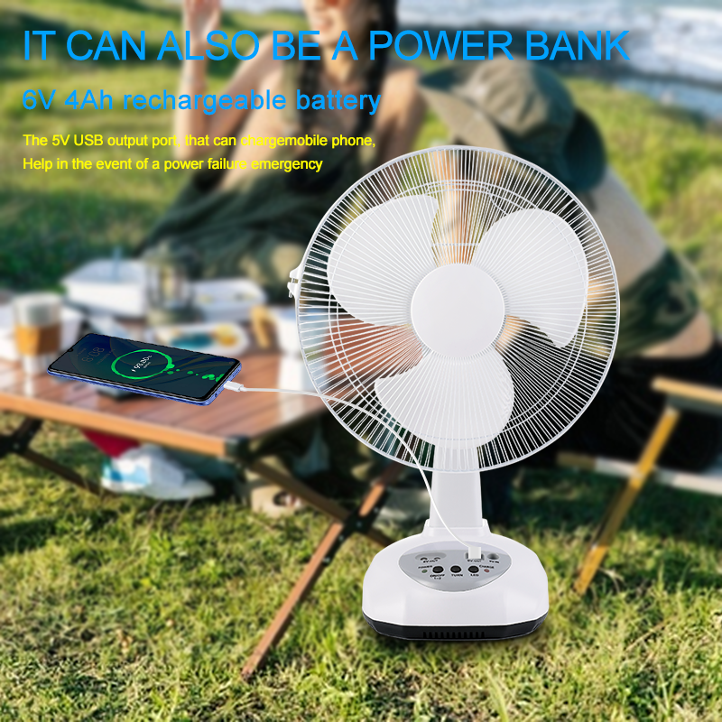 AC/DC Solar Rechargeable Table Fan