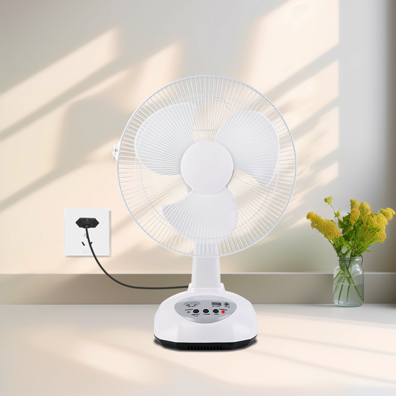 12" Solar Powered Rechargeable Fan Kit with Panel & 2 LED Bulbs | Jumbo