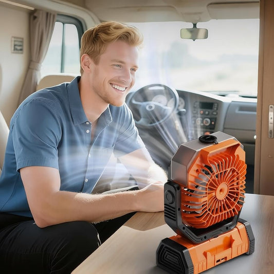 Portable Misting Fan with Auto-Oscillation | 20000mAh Battery, LED Light & Power Bank | 2026 New Model