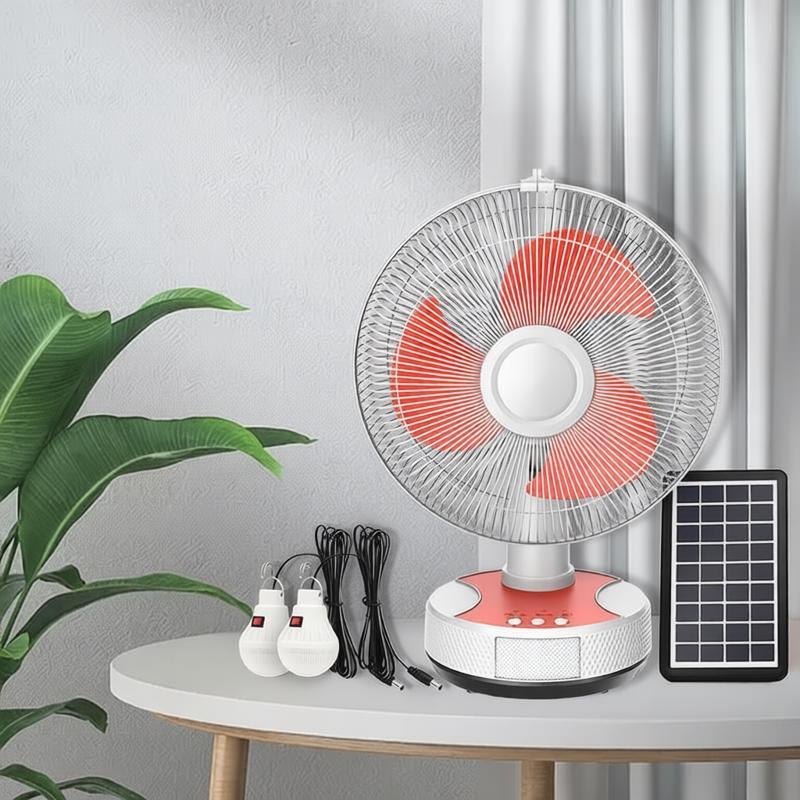 12 Inch Multi-Purpose Solar Fan with USB/DC Output & LED Night Light