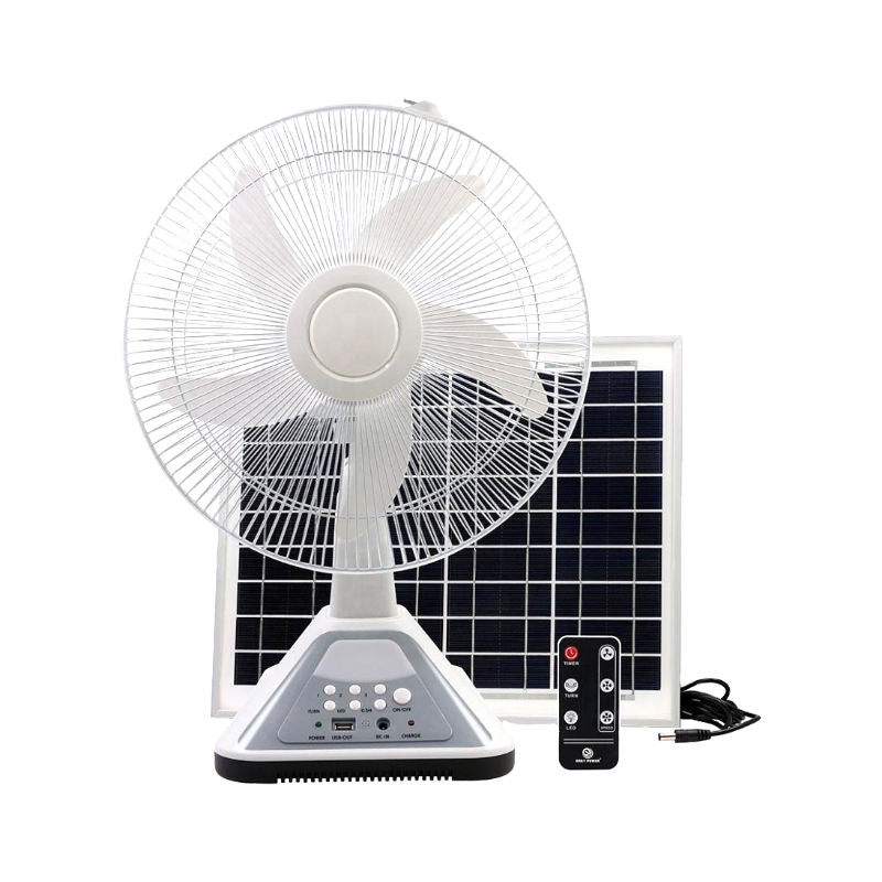 14"-16" 2-in-1 Rechargeable Solar Table & Wall Fan with LED Light | Jumbo