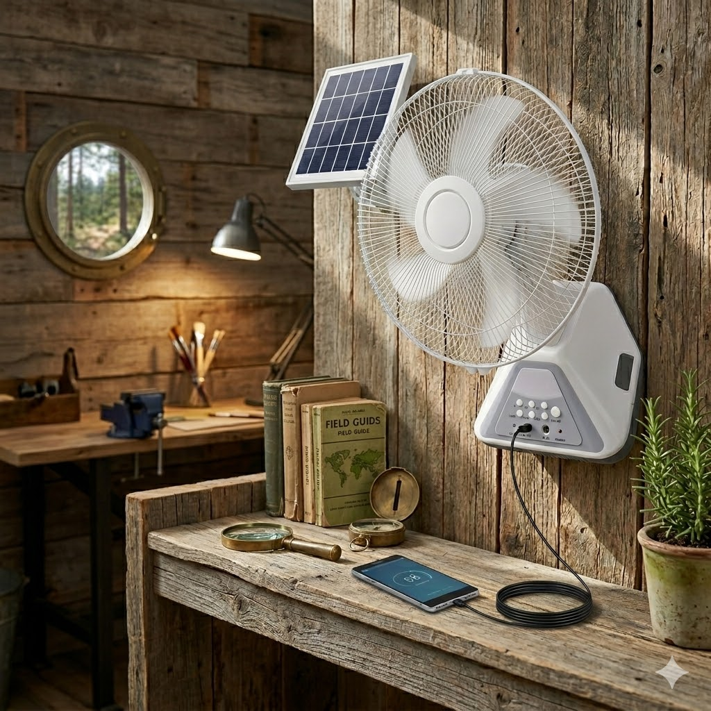 14"-16" 2-in-1 Rechargeable Solar Table & Wall Fan with LED Light | Jumbo