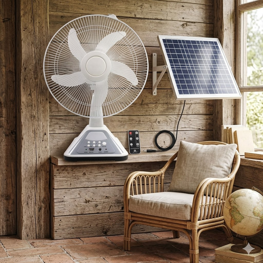 14"-16" 2-in-1 Rechargeable Solar Table & Wall Fan with LED Light | Jumbo