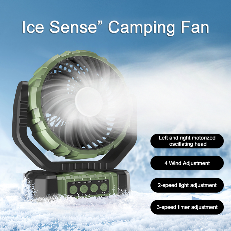 8" Rechargeable Camping Fan with Timer, 120° Auto-Oscillation & 8000mAh Battery | Jumbo