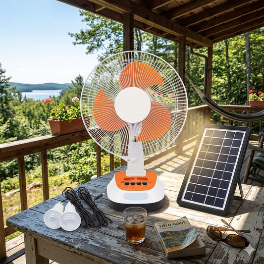 12" AC/DC Rechargeable Table Fan with Lead-Acid Battery & Copper Motor | Jumbo