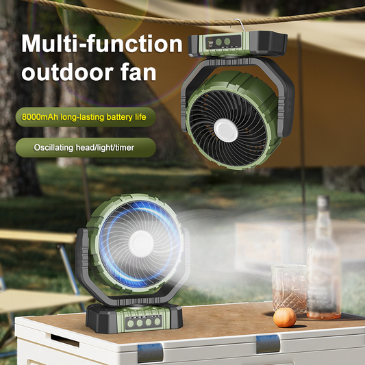 8000Mah Battery Usb Rechargeable Outdoor Fan Desk Small Portable Oscillating Camping Fan With Power Bank