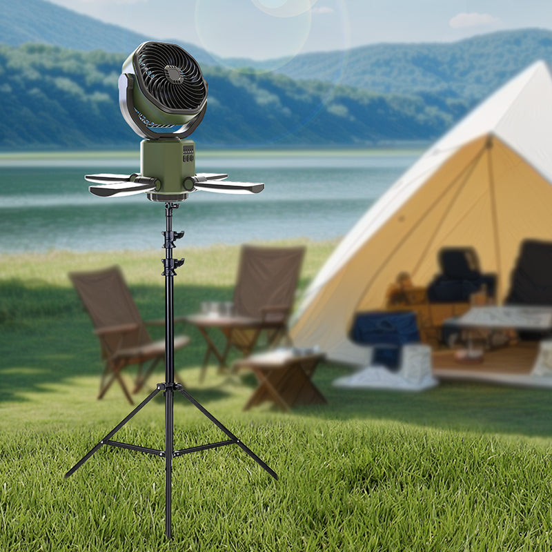 8" Foldable Solar Camping Fan with 4-Panel Solar Charging, 6000mAh Battery & LED Light | Jumbo