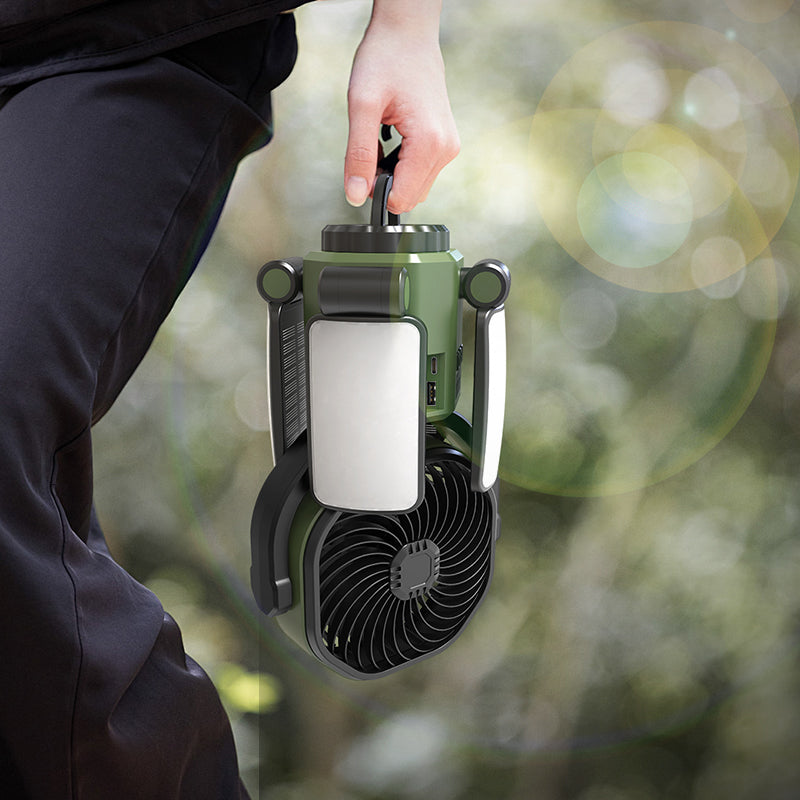 8" Foldable Solar Camping Fan with 4-Panel Solar Charging, 6000mAh Battery & LED Light | Jumbo