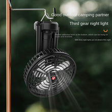Load image into Gallery viewer, Portable Tripod Fan Tent Camping Electric Fan Shaking Head Solar USB Rechargeable Lighting Outdoor Fan Below 36dB Knob Control
