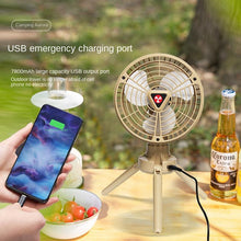 Load image into Gallery viewer, Portable Tripod Fan Tent Camping Electric Fan Shaking Head Solar USB Rechargeable Lighting Outdoor Fan Below 36dB Knob Control
