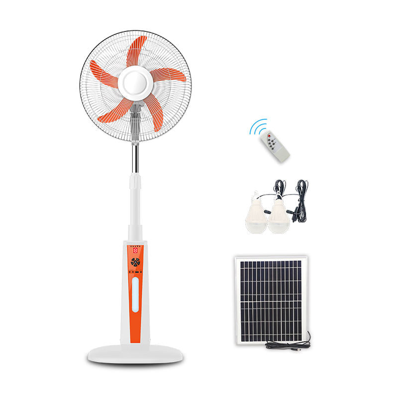16/18-inch Solar Rechargeable Stand Fan with Digital Display & 26 LED