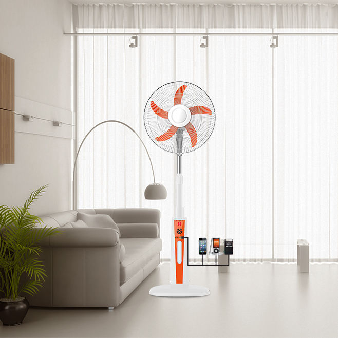 16/18-inch Solar Rechargeable Stand Fan with Digital Display & 26 LED