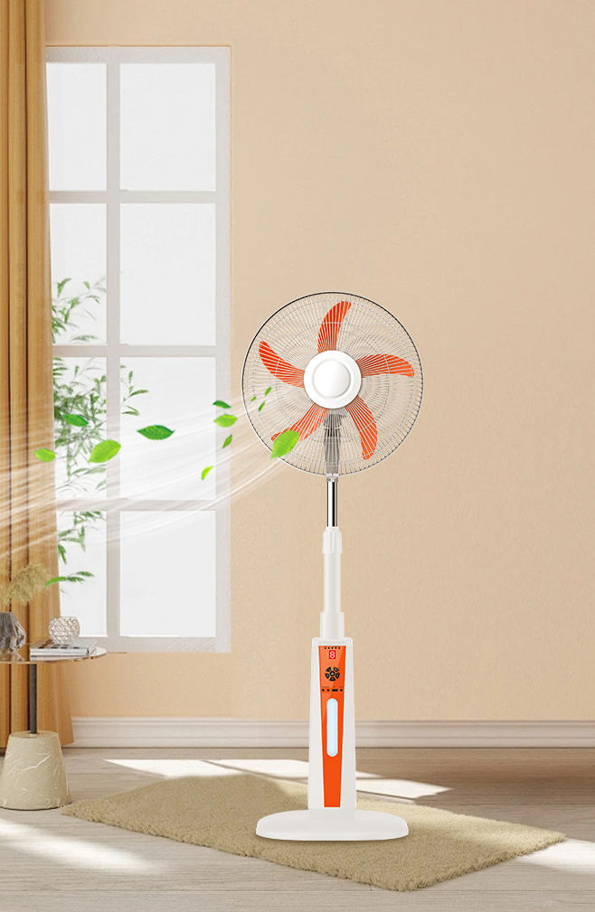 16/18-inch Solar Rechargeable Stand Fan with Digital Display & 26 LED