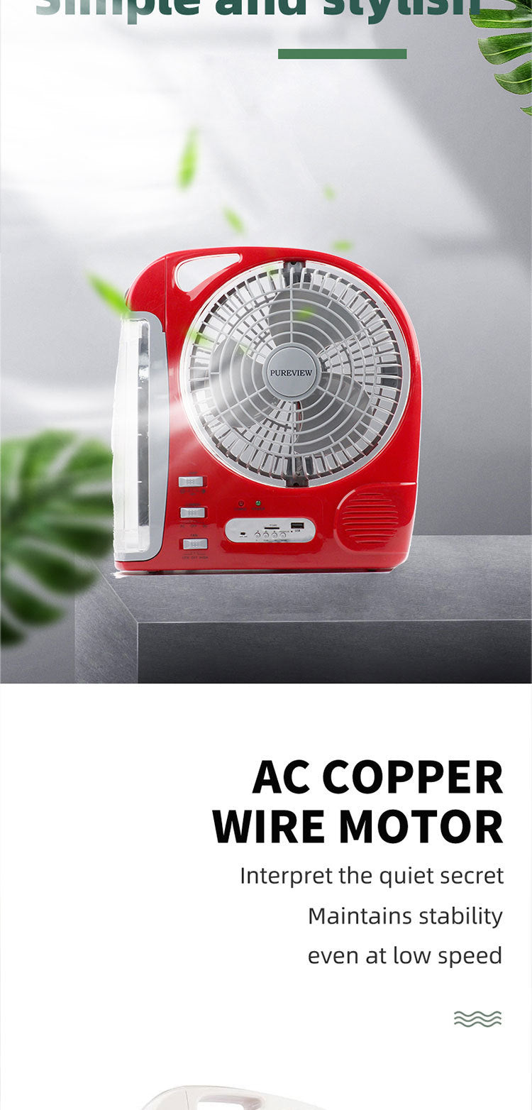 8-Inch Solar Rechargeable Fan with LED Light | JMB-N283