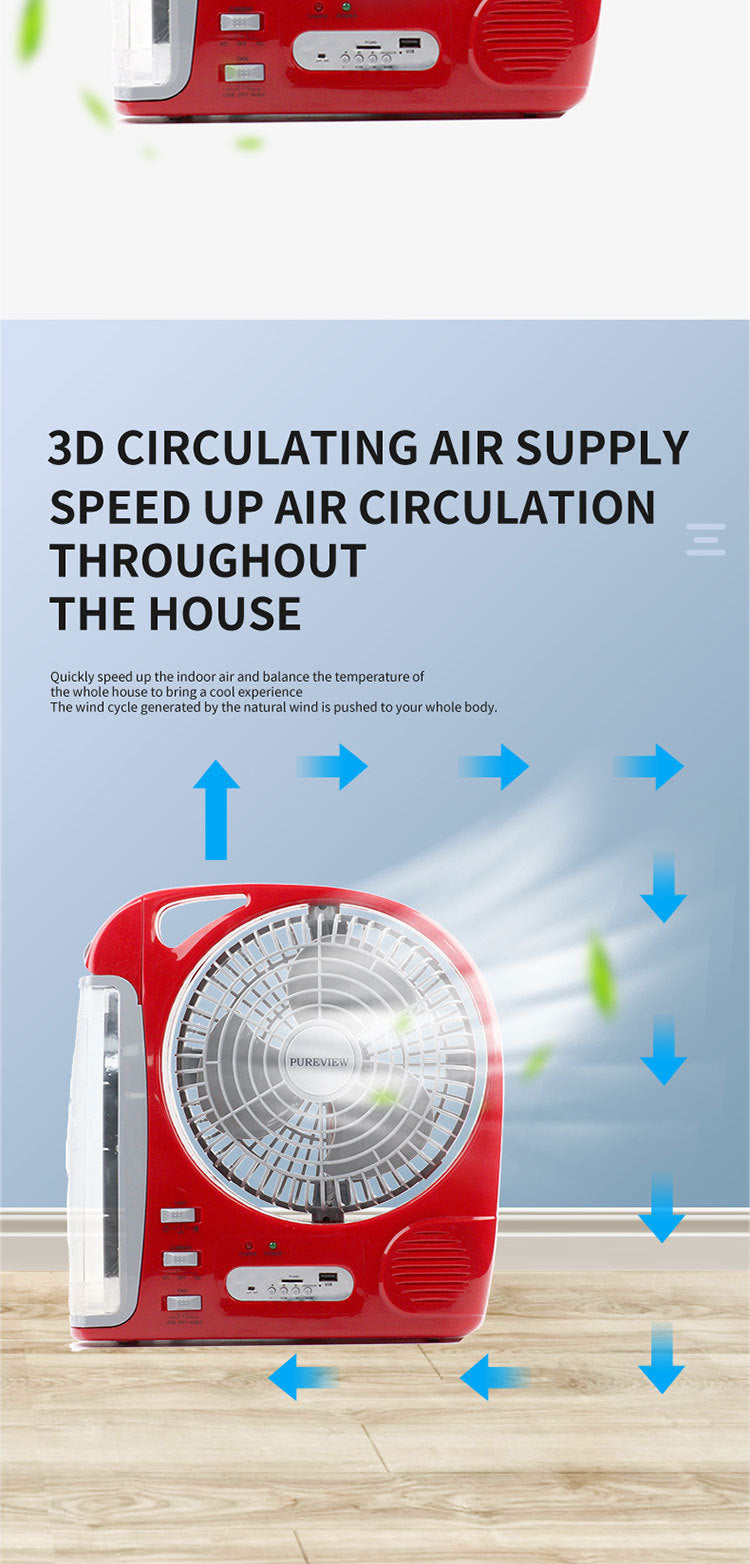 8-Inch Solar Rechargeable Fan with LED Light | JMB-N283