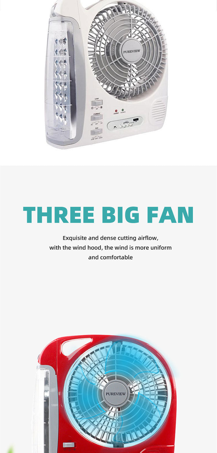 8-Inch Solar Rechargeable Fan with LED Light | JMB-N283