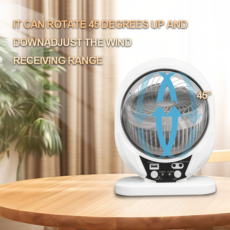 7" Portable Solar Rechargeable Fan with LED Light & Power Bank Function | Jumbo