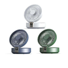 Load image into Gallery viewer, New Small Electric Rechargeable Foldable Table Fan with LED Light Digital Control Outdoor Use Plastic Material

