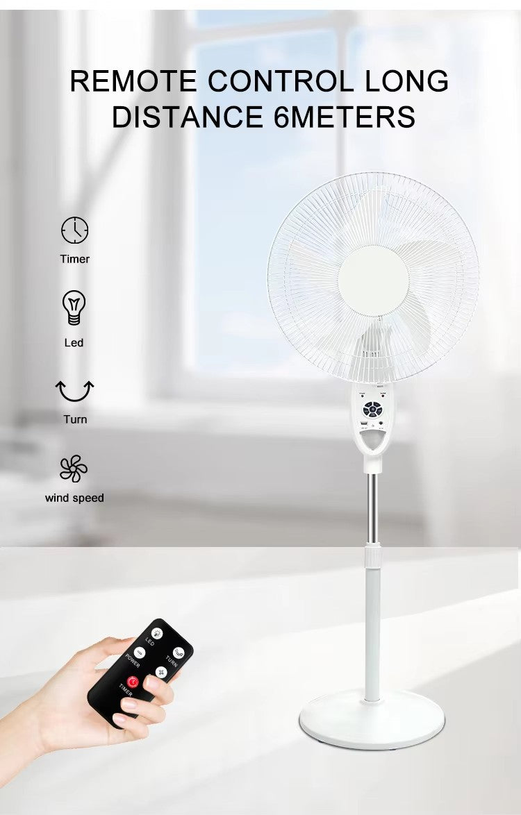16/18-inch AC/DC Solar Rechargeable Fan with 12V 5Ah Battery