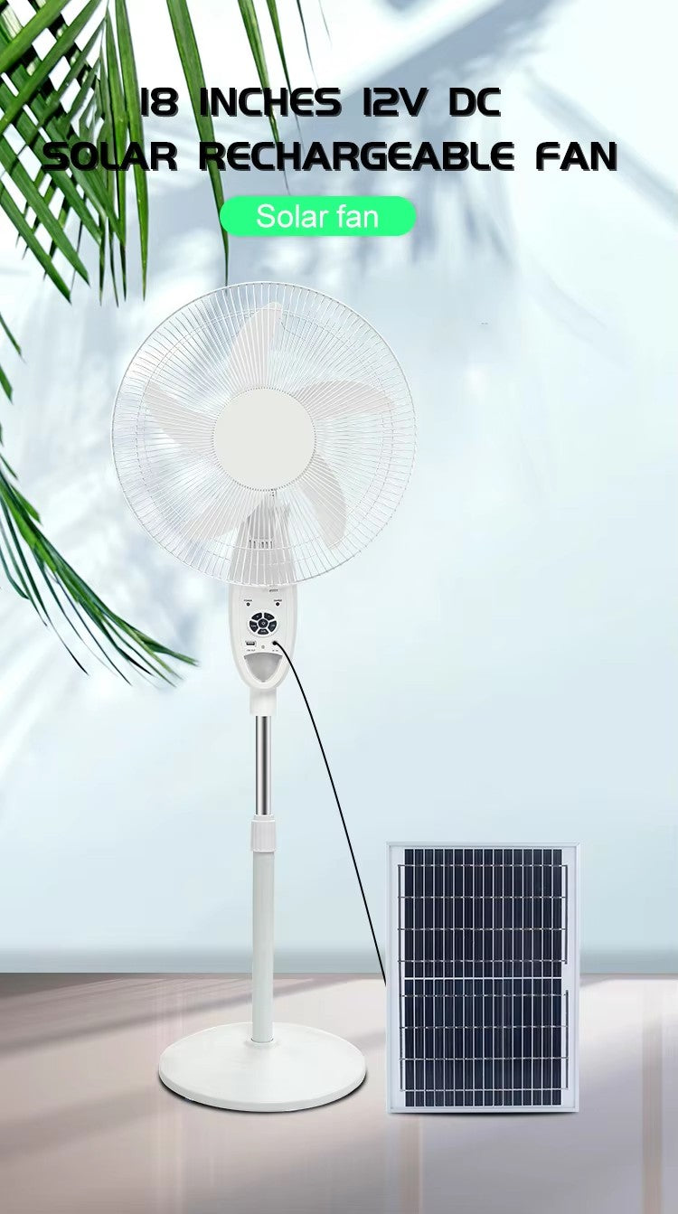 16/18-inch AC/DC Solar Rechargeable Fan with 12V 5Ah Battery
