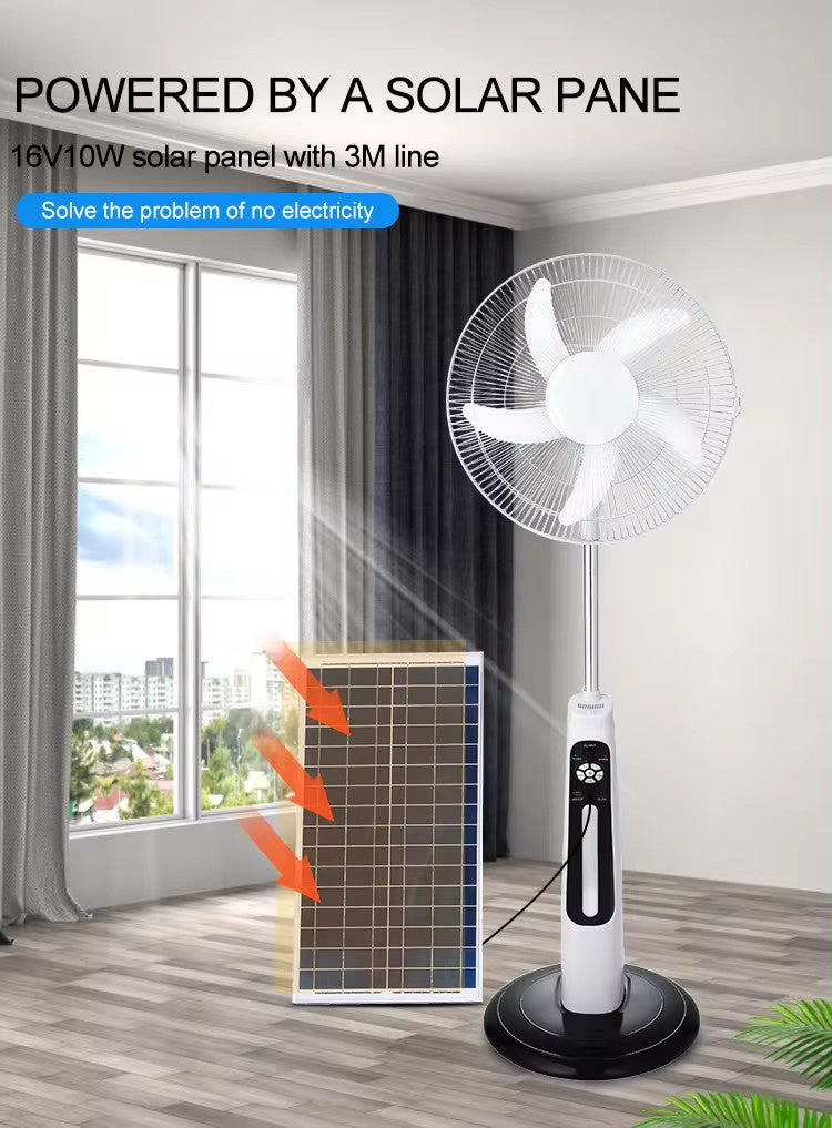 Multi-functional 12V AC/DC Solar Pedestal Fan with USB Output & LED