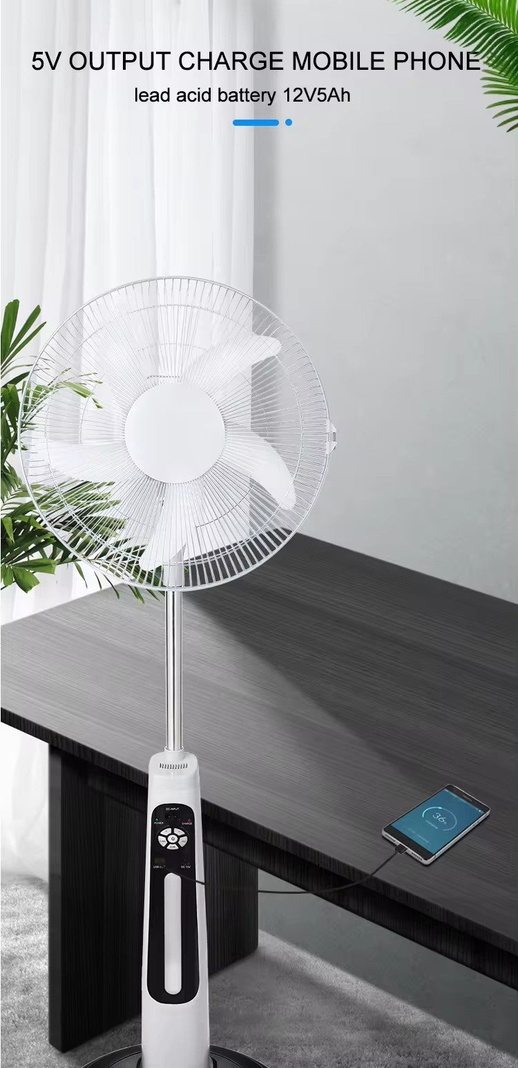 Multi-functional 12V AC/DC Solar Pedestal Fan with USB Output & LED