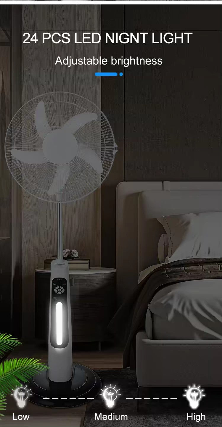 Multi-functional 12V AC/DC Solar Pedestal Fan with USB Output & LED