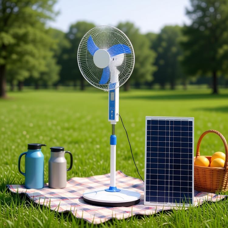 16/18-inch BLDC Motor Solar Rechargeable Stand Fan with USB & LED