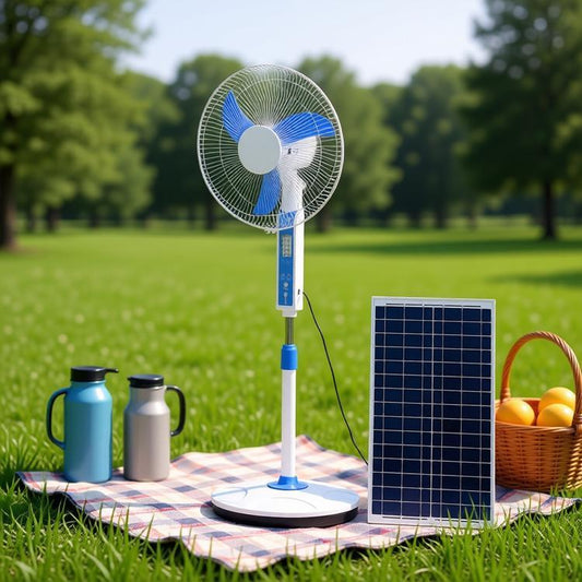 16/18-inch BLDC Motor Solar Rechargeable Stand Fan with USB & LED