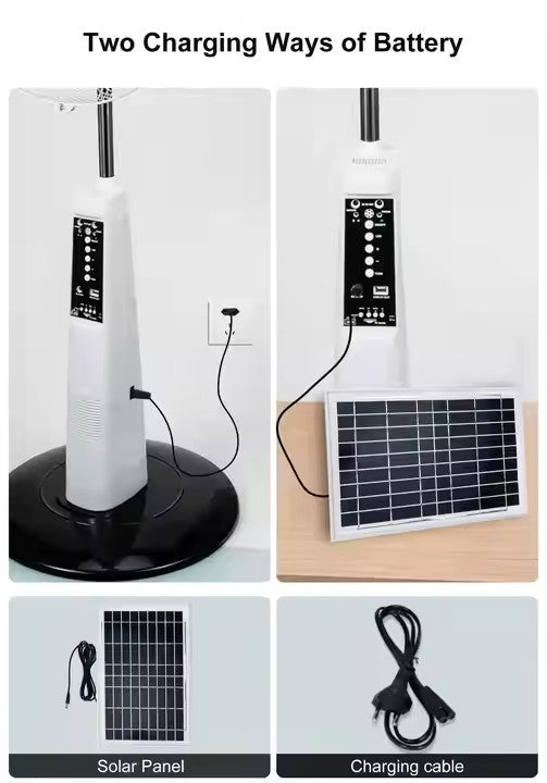 16-inch BLDC Solar Fan with LiFePO4 Battery & FM Radio
