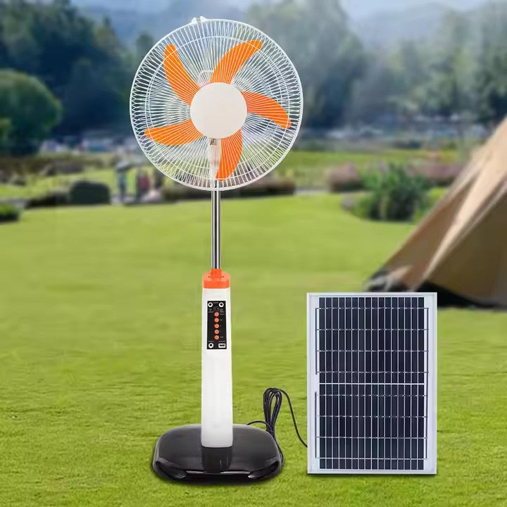 16-inch BLDC Solar Rechargeable Fan with Dual 6V Batteries