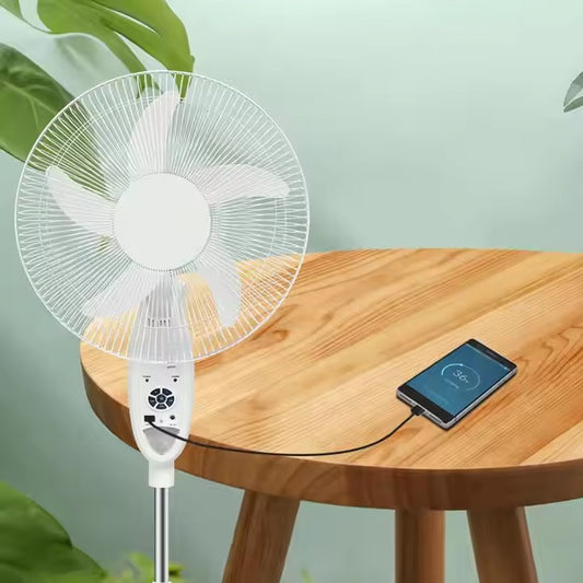 16/18-inch AC/DC Solar Rechargeable Fan with 12V 5Ah Battery