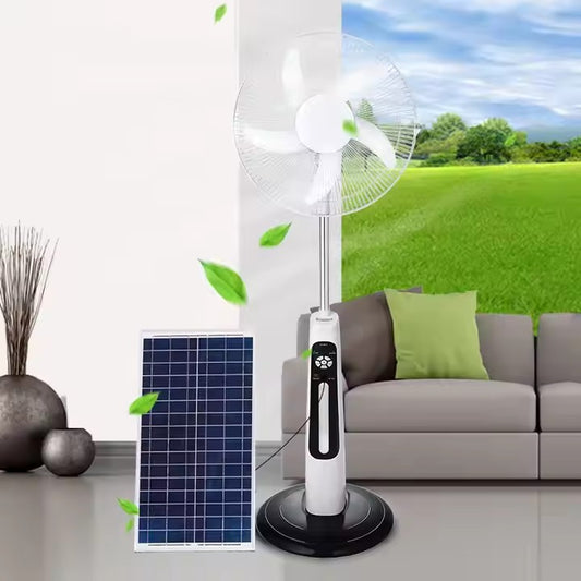 Multi-functional 12V AC/DC Solar Pedestal Fan with USB Output & LED