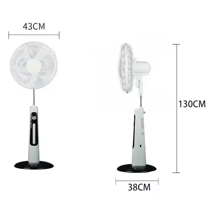 Multi-functional 12V AC/DC Solar Pedestal Fan with USB Output & LED