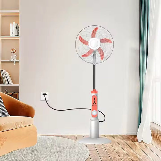 16/18-inch AC/DC Solar Rechargeable Fan with External Battery Jack