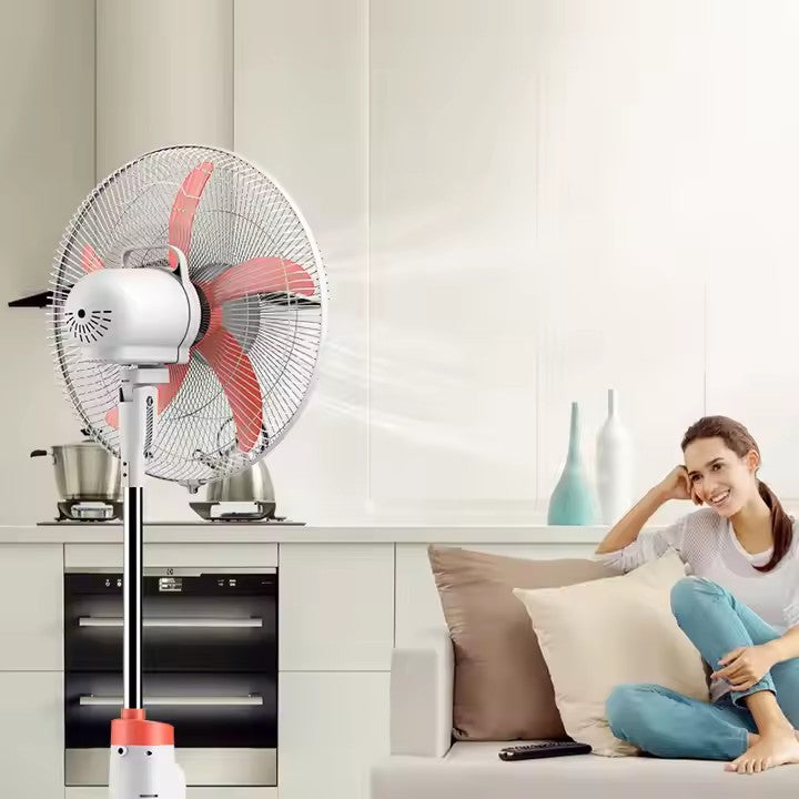 16/18-inch AC/DC Solar Rechargeable Fan with External Battery Jack