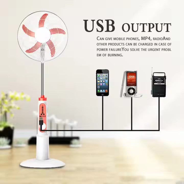 16/18-inch AC/DC Solar Rechargeable Fan with External Battery Jack