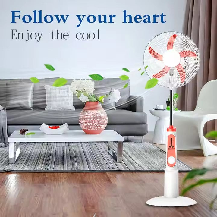 16/18-inch AC/DC Solar Rechargeable Fan with External Battery Jack