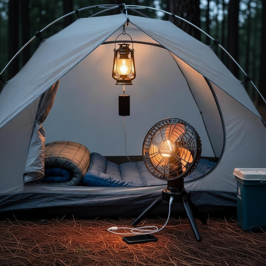 6" Portable Camping Fan with Tripod, 7800mAh Battery & Knob Speed Control | Jumbo