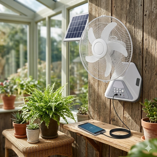 14"-16" Solar Powered Rechargeable Wall Fan (6V 4.5Ah) - Bulk Wholesale | Jumbo