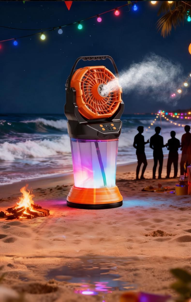 6" Portable Rechargeable Mist Fan | 30000mAh Option, 4-Speed, RGB Light & 2L Tank | Jumbo