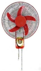 16" Premium Rechargeable Wall Fan – Red & Golden Finish | 11.1V Lithium Battery | Jumbo