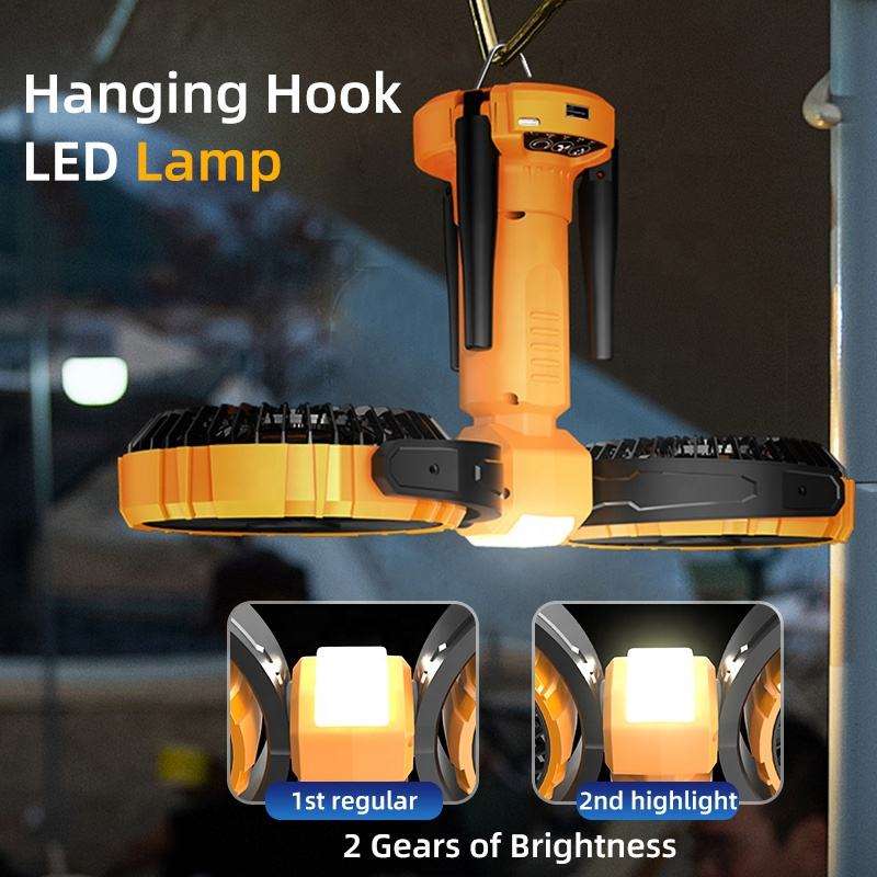 6" Portable Dual-Head Camping Fan with Tripod, Power Bank & LED Light | Jumbo