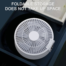 Load image into Gallery viewer, New Small Electric Rechargeable Foldable Table Fan with LED Light Digital Control Outdoor Use Plastic Material
