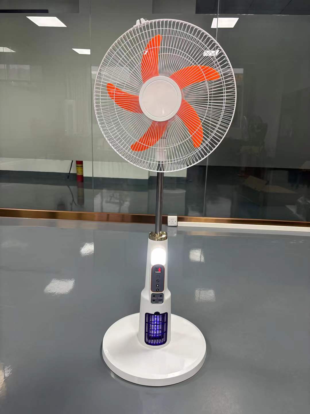 16/18-inch Solar Rechargeable Stand Fan with Bluetooth Speaker & Mosquito Killer