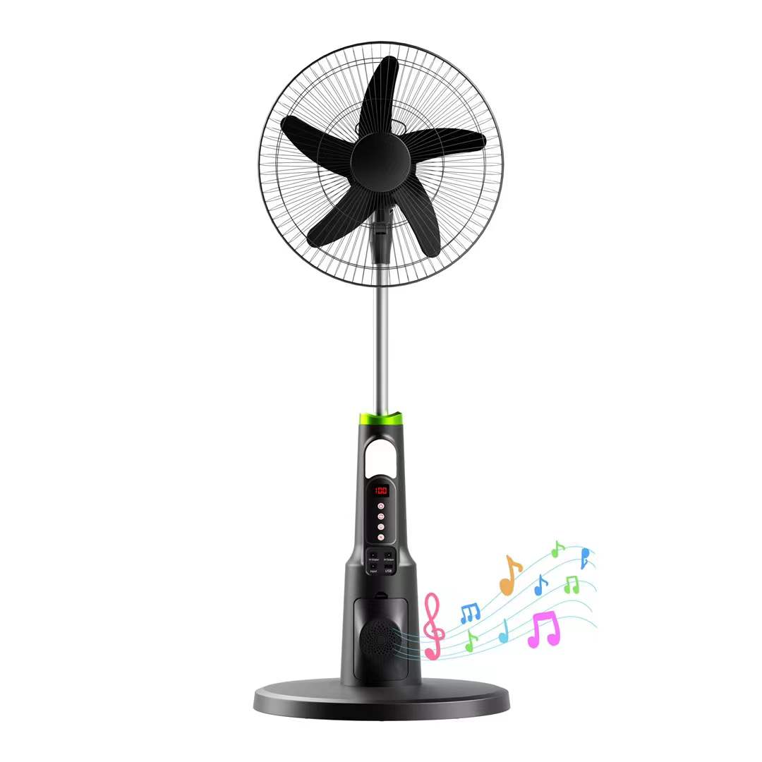 16/18-inch Solar Rechargeable Stand Fan with Bluetooth Speaker & Mosquito Killer